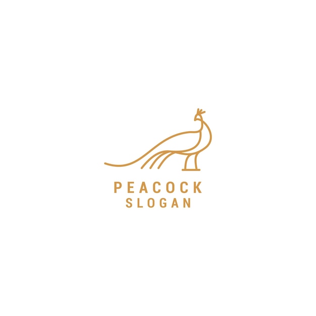 Plantilla de diseño de icono de vector de logotipo de arte de línea de pavo real