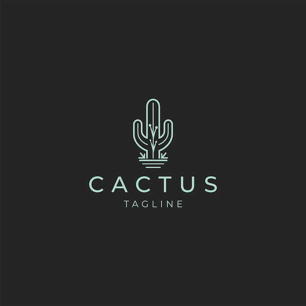 Plantilla de diseño de icono de vector de logotipo de cactus