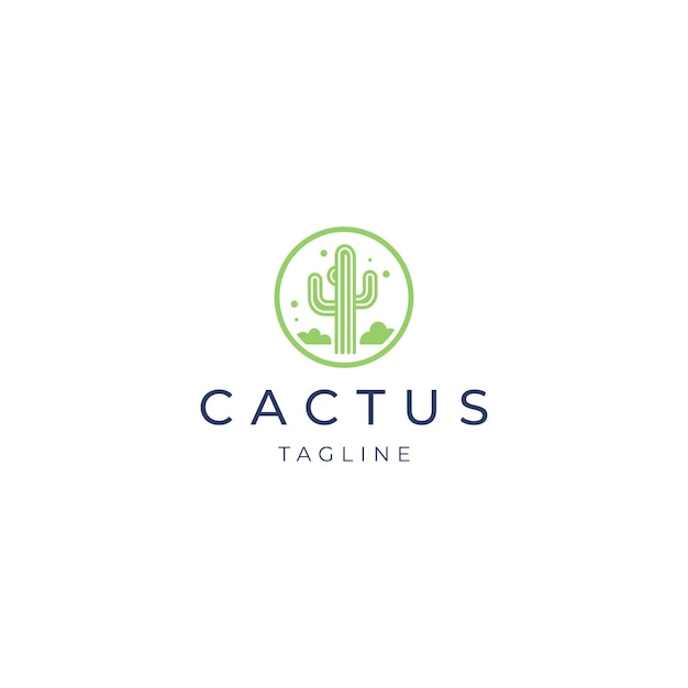 Plantilla de diseño de icono de vector de logotipo de cactus
