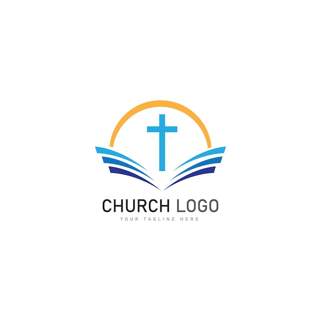 Vector plantilla de diseño de icono de vector de logotipo cristiano de iglesia símbolos cristianos