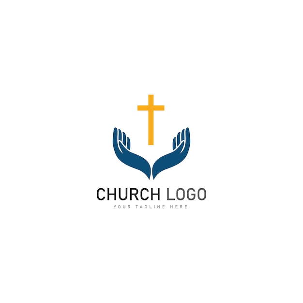 Plantilla de diseño de icono de vector de logotipo cristiano de iglesia símbolos cristianos