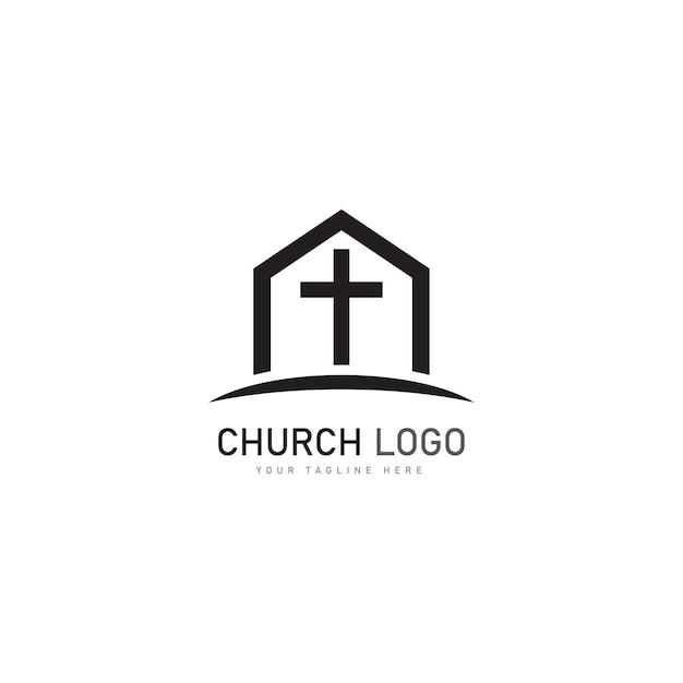 Plantilla de diseño de icono de vector de logotipo cristiano de iglesia Símbolos cristianos