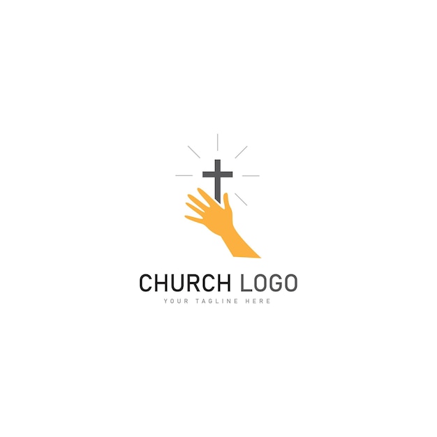 Plantilla de diseño de icono de vector de logotipo cristiano de iglesia Símbolos cristianos