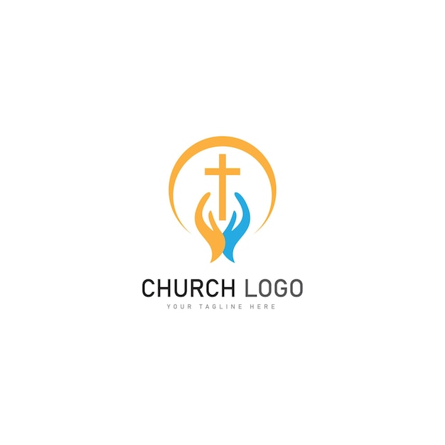 Plantilla de diseño de icono de vector de logotipo cristiano de iglesia símbolos cristianos