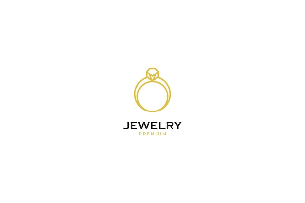 Plantilla de diseño de icono de vector de logotipo de joyería de anillo plano Elegante belleza real