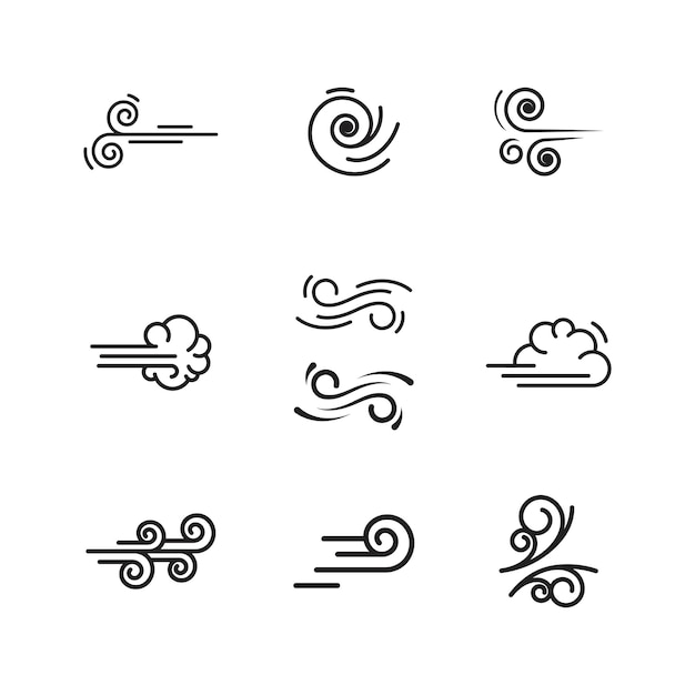 Plantilla de diseño de icono de vector de viento
