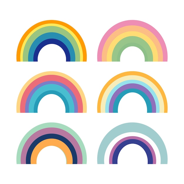 Plantilla de diseño de iconos de arco iris de colores vectoriales abstractos