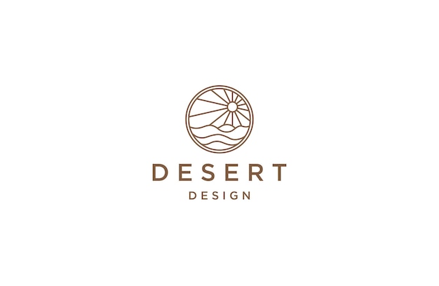 plantilla de diseño de íconos de línea de desierto vector plano