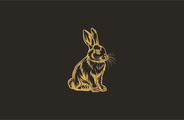 plantilla de diseño de íconos de logotipo de estilo conejo vector plano