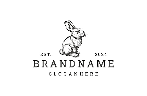 plantilla de diseño de íconos de logotipo de estilo conejo vector plano