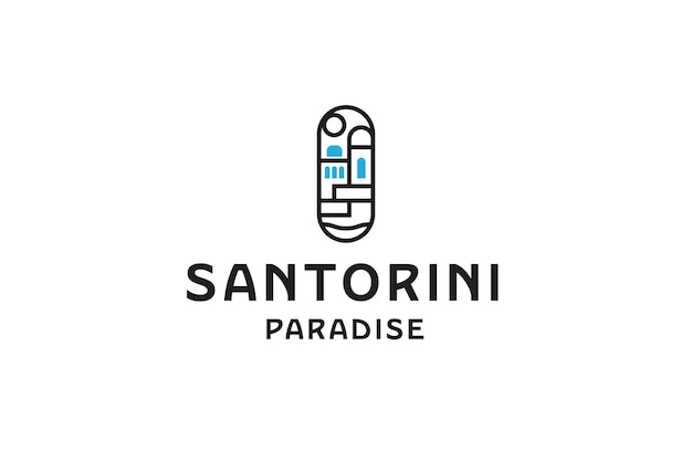plantilla de diseño de iconos del logotipo de la isla griega de Santorini vector plano