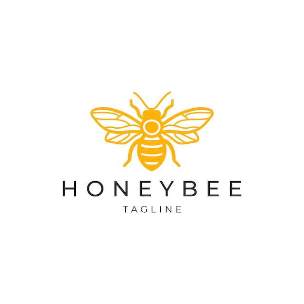 La plantilla de diseño de iconos del logotipo de la línea de abejas de miel