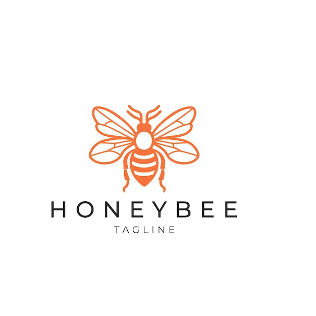 La plantilla de diseño de iconos del logotipo de la línea de abejas de miel