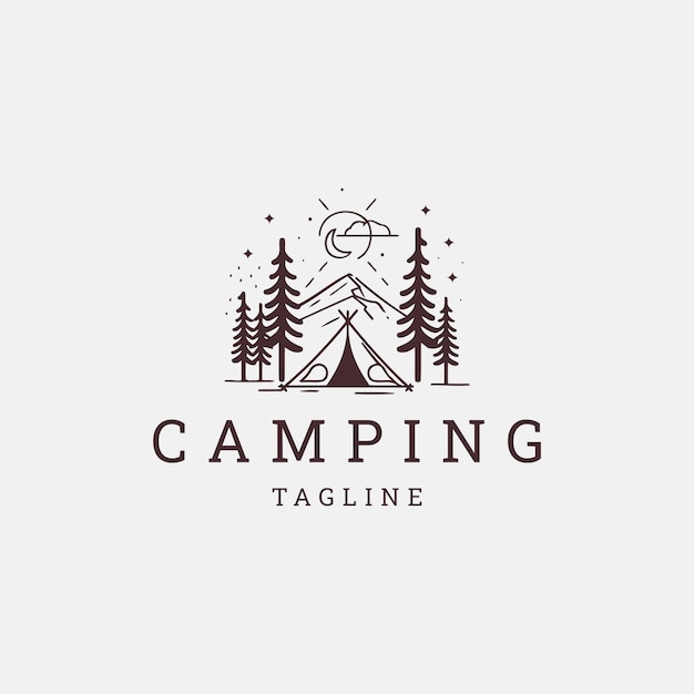 plantilla de diseño de íconos vectoriales del logotipo del campamento