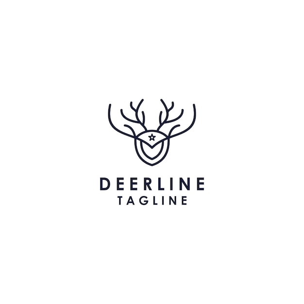 La plantilla de diseño de iconos vectoriales del logotipo de la línea de la cabeza del ciervo