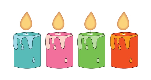 Plantilla de diseño de iconos de velas de colores vectoriales abstractos