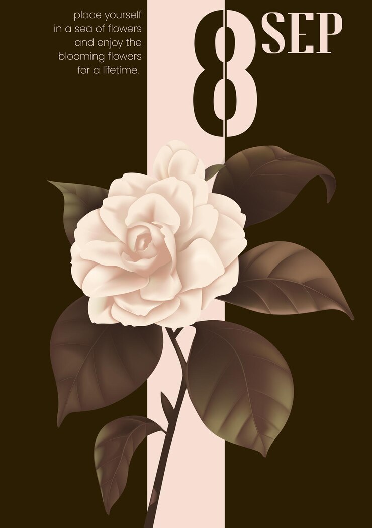 Vector plantilla de diseño de ilustración de la camelia en flor