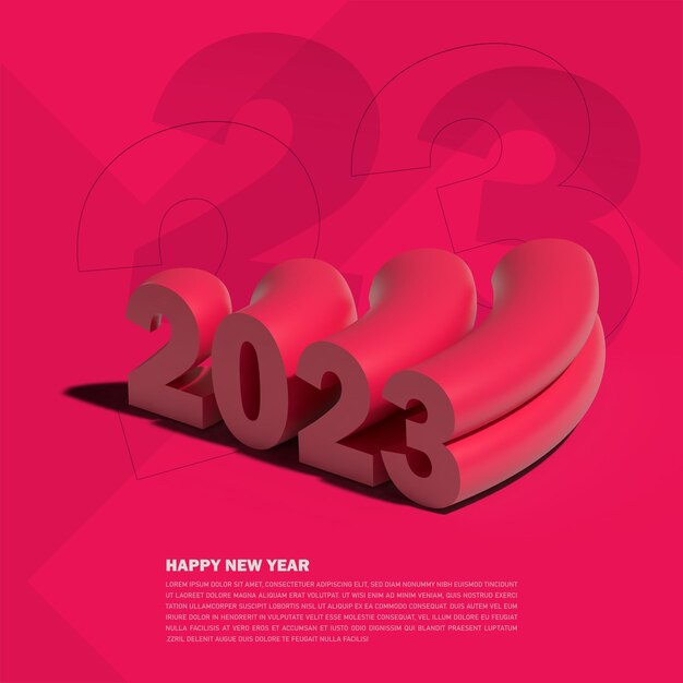 plantilla de diseño de ilustración de efecto 3d de texto 2023