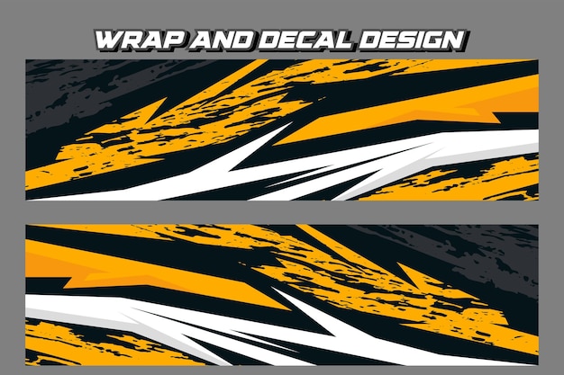 plantilla de diseño de ilustración de fondo vectorial de envoltura de automóviles en color negro y amarillo EPS 10