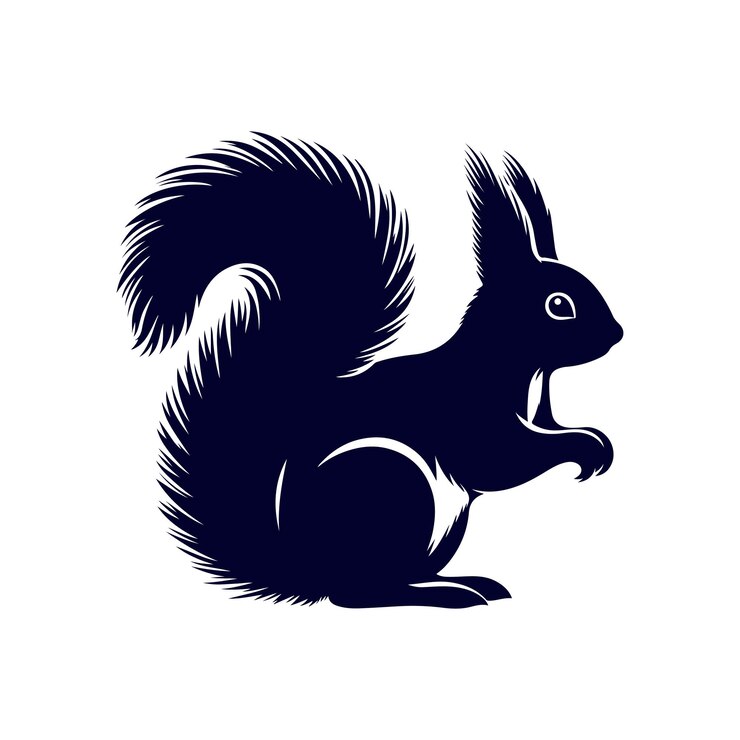 Vector plantilla de diseño de ilustración del icono de silueta negra de la ardilla vectorial