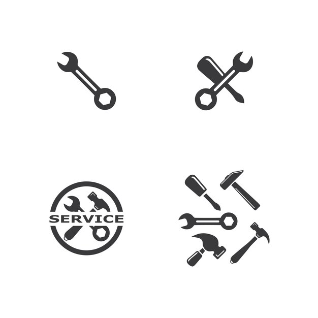Plantilla de diseño de ilustración de icono de vector de herramientas de servicio
