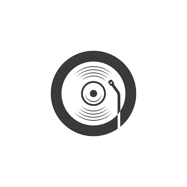 Plantilla de diseño de ilustración de icono de vector de música de disco de vinilo