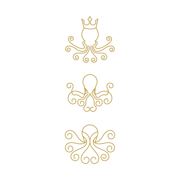 Plantilla de diseño de ilustración de icono de vector de pulpo