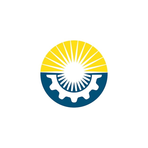 Plantilla de diseño de ilustración de icono de vector de sol de engranaje