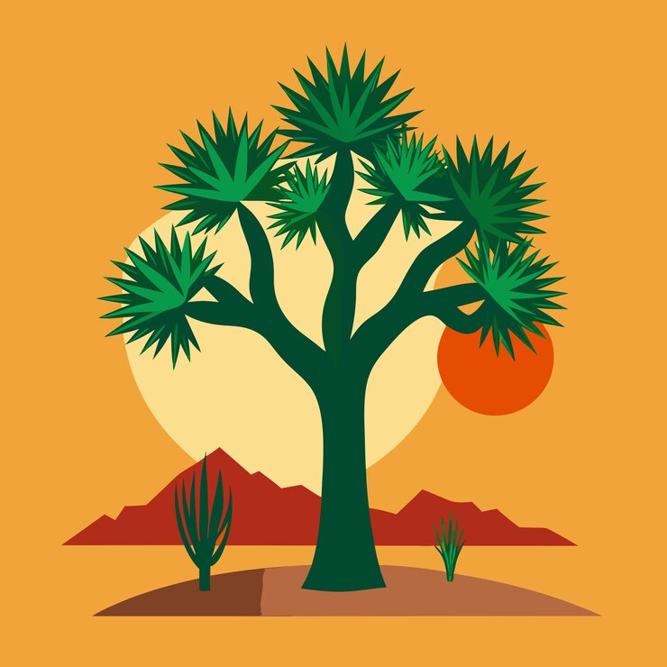 Vector plantilla de diseño de ilustración del logotipo de arte vectorial de silueta del árbol joshua