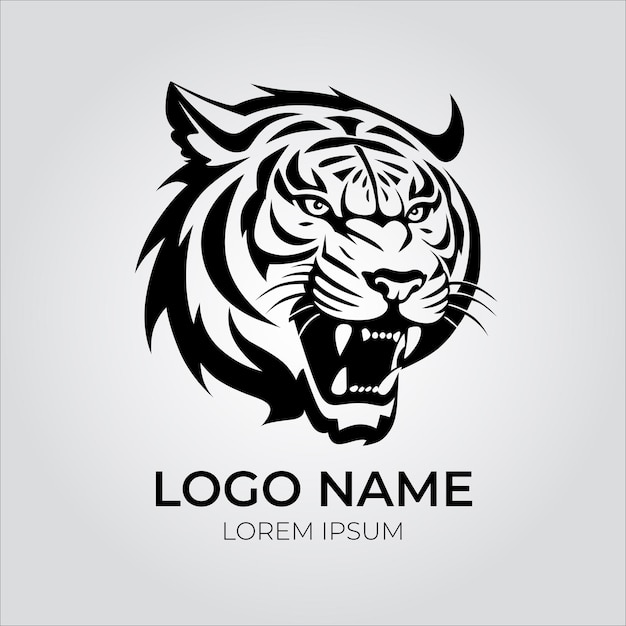 plantilla de diseño de ilustración del logotipo de la cabeza de tigre