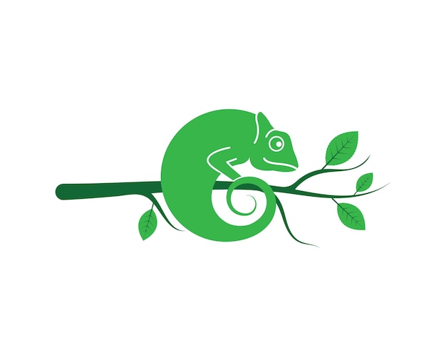 plantilla de diseño de ilustración de logotipo de icono de vector de camaleón