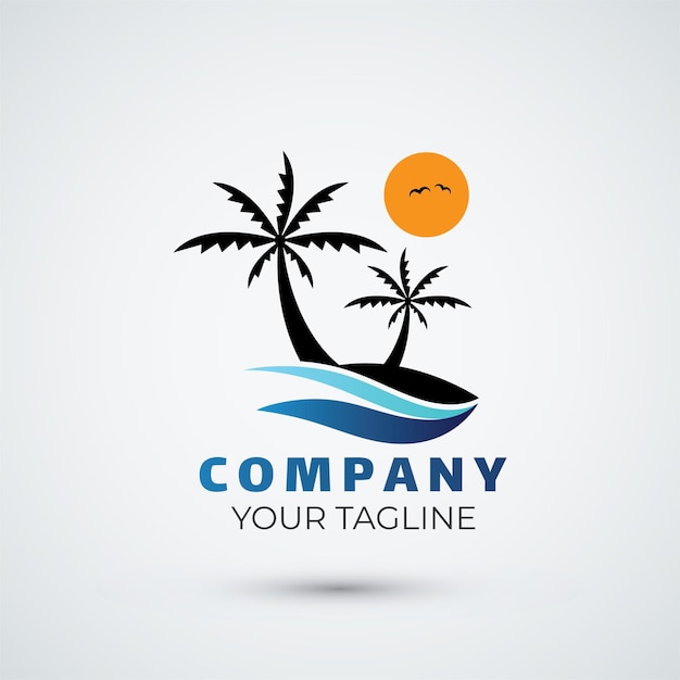 plantilla de diseño de ilustración del logotipo de la isla tropical