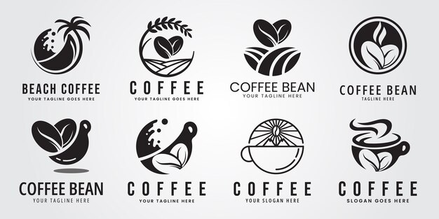 Vector plantilla de diseño de ilustración del logotipo del set bundle coffee cafe