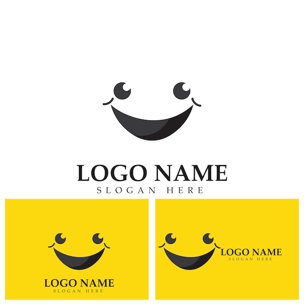 Plantilla de diseño de ilustración de logotipo y símbolo de imagen vectorial de sonrisa en fondo amarillo