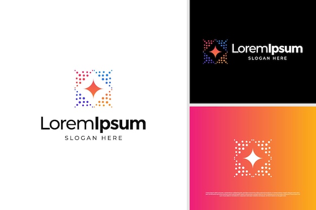 plantilla de diseño de ilustración del logotipo de la tecnología de estrellas de píxeles