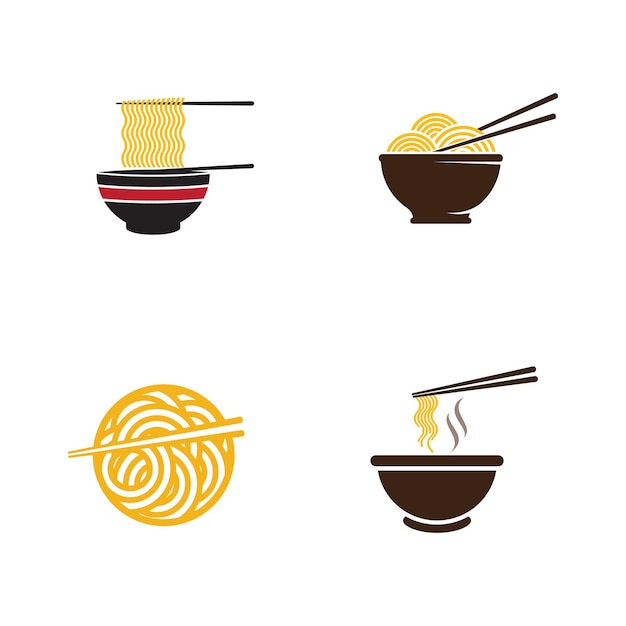 Plantilla de diseño de ilustración de símbolo de signo de comida de fideos