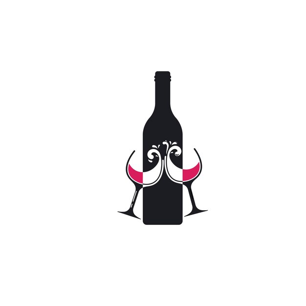 Plantilla de diseño de ilustración de vector de icono de botella de vino