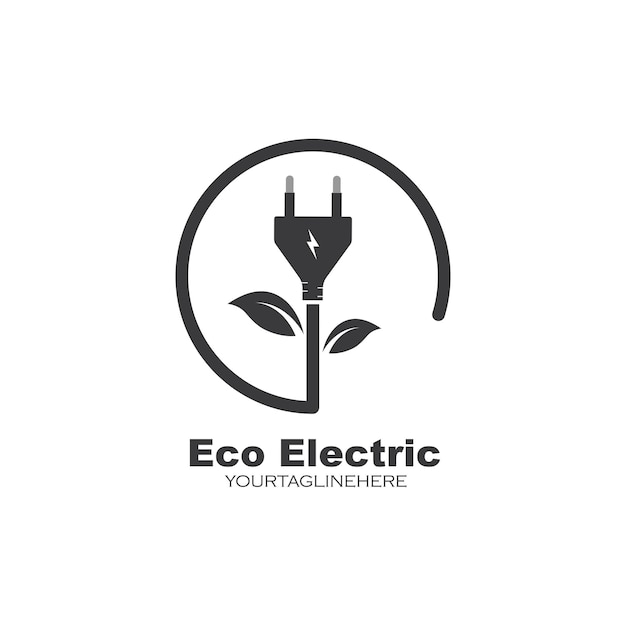 Plantilla de diseño de ilustración de vector de icono eléctrico ecológico