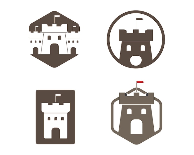 Plantilla de diseño de ilustración de vector de icono de logotipo de castillo