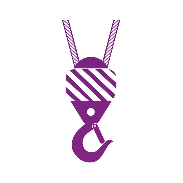 Plantilla de diseño de ilustración de vector de icono de logotipo de gancho de grúa