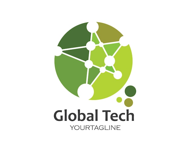 Plantilla de diseño de ilustración de vector de icono de logotipo de tecnología global