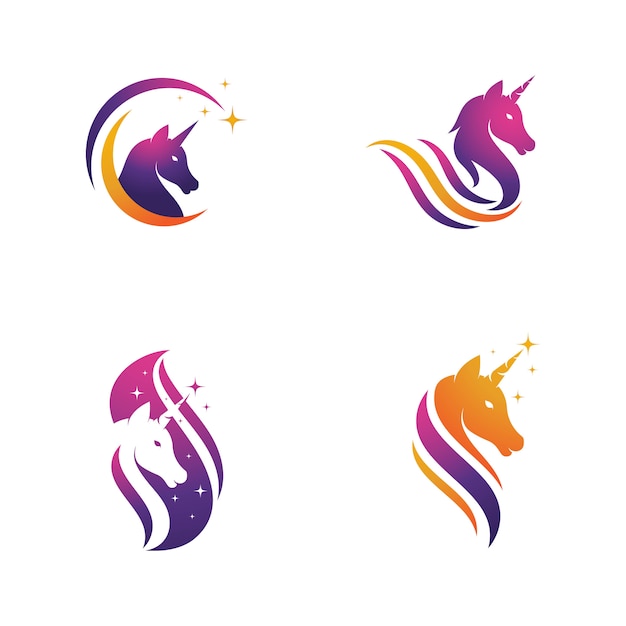 Plantilla de diseño de ilustración de vector de icono de logotipo de unicornio