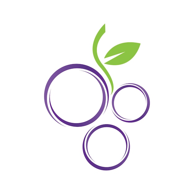 Plantilla de diseño de ilustración de vector de icono de uvas