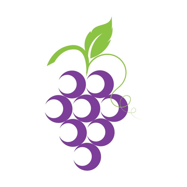 Plantilla de diseño de ilustración de vector de icono de uvas