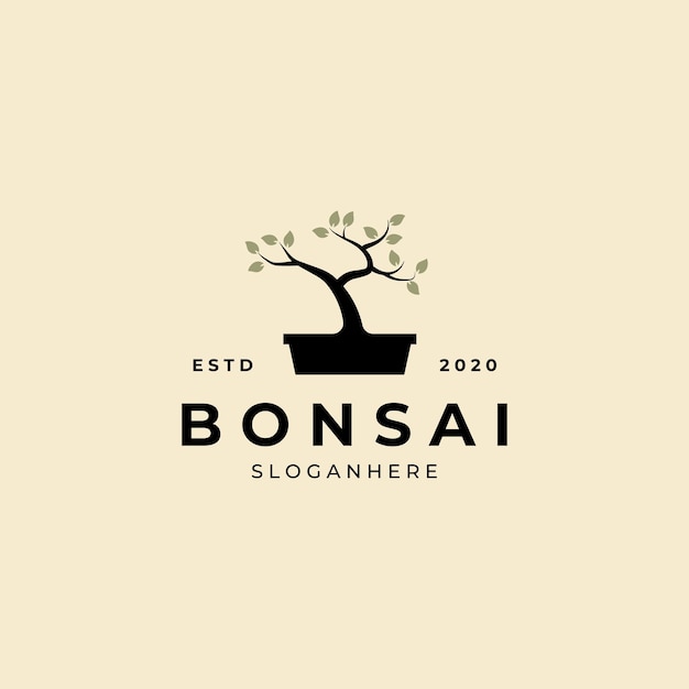 Plantilla de diseño de ilustración de vector de logotipo Bonsai
