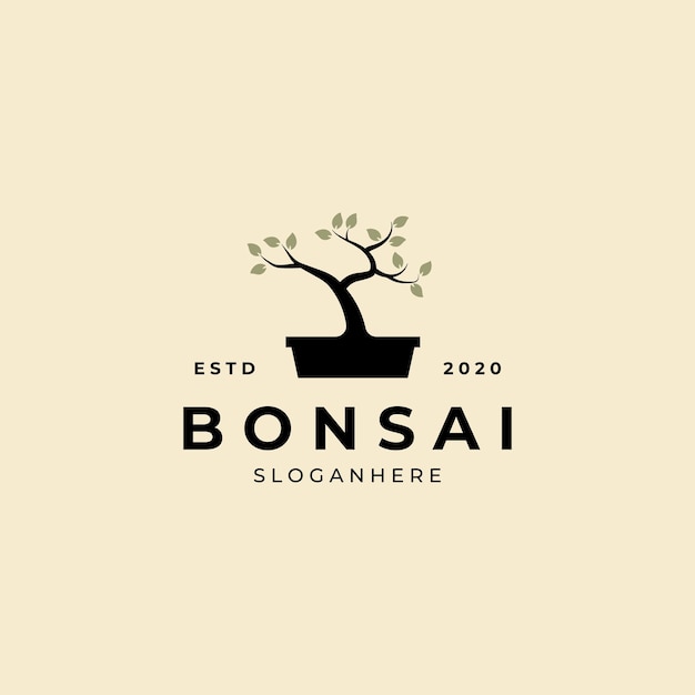 Plantilla de diseño de ilustración de vector de logotipo bonsai