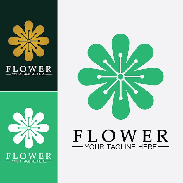 Plantilla de diseño de ilustración de vector de logotipo de flor
