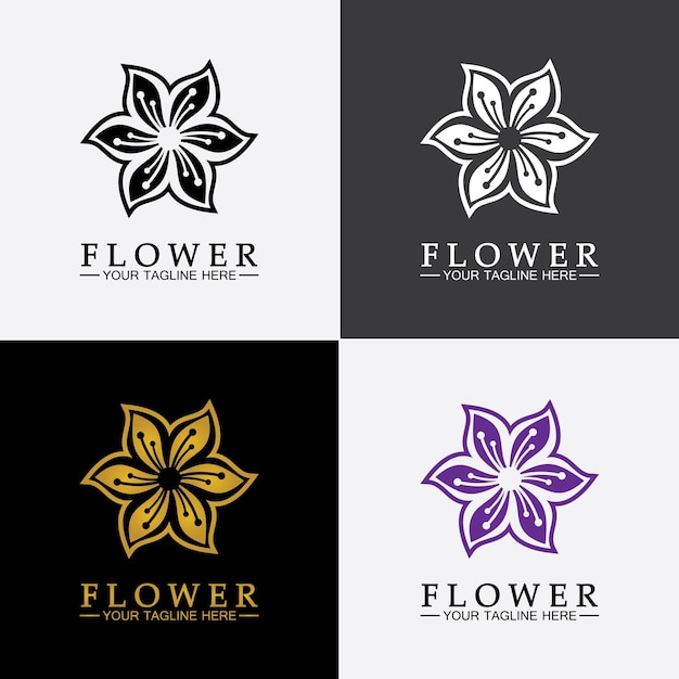 Plantilla de diseño de ilustración de vector de logotipo de flor