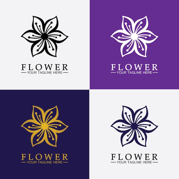 Vector plantilla de diseño de ilustración de vector de logotipo de flor