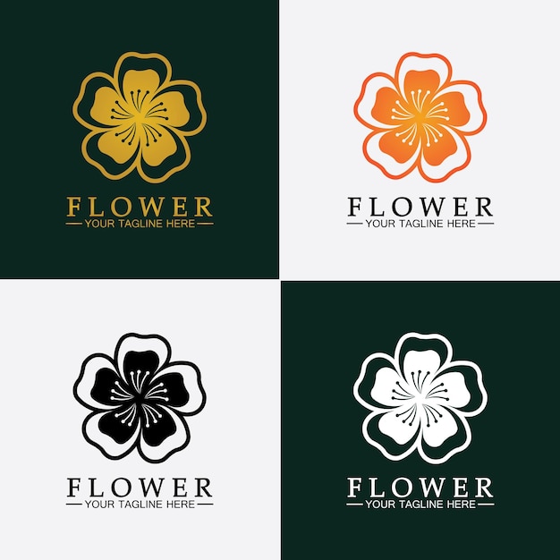 Vector plantilla de diseño de ilustración de vector de logotipo de flor